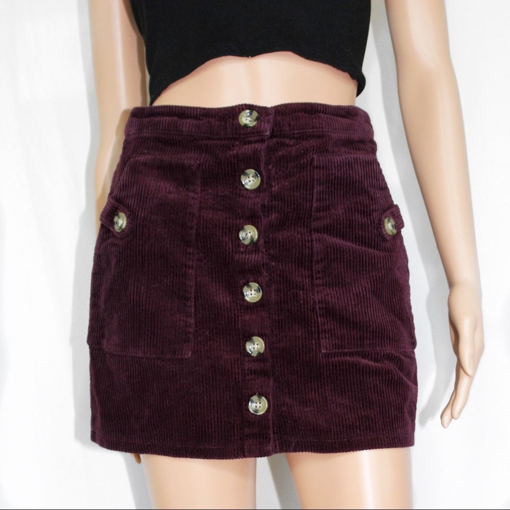 CORDUROY BUTTON DOWN SKIRT WITH POCKETS SIZE SMALL - Picture 7 of 8